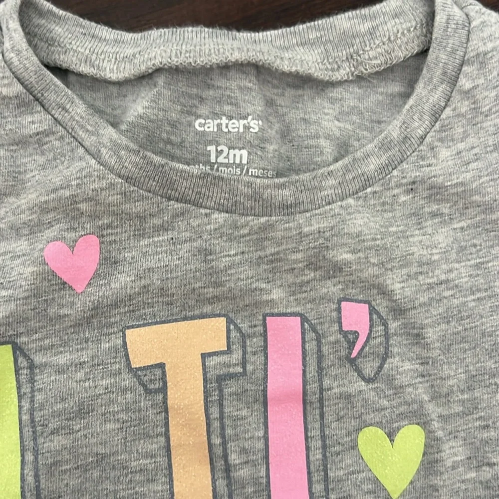 Carter’s‎ baby toddler girls gray Little Sister  t shirt size 12 months